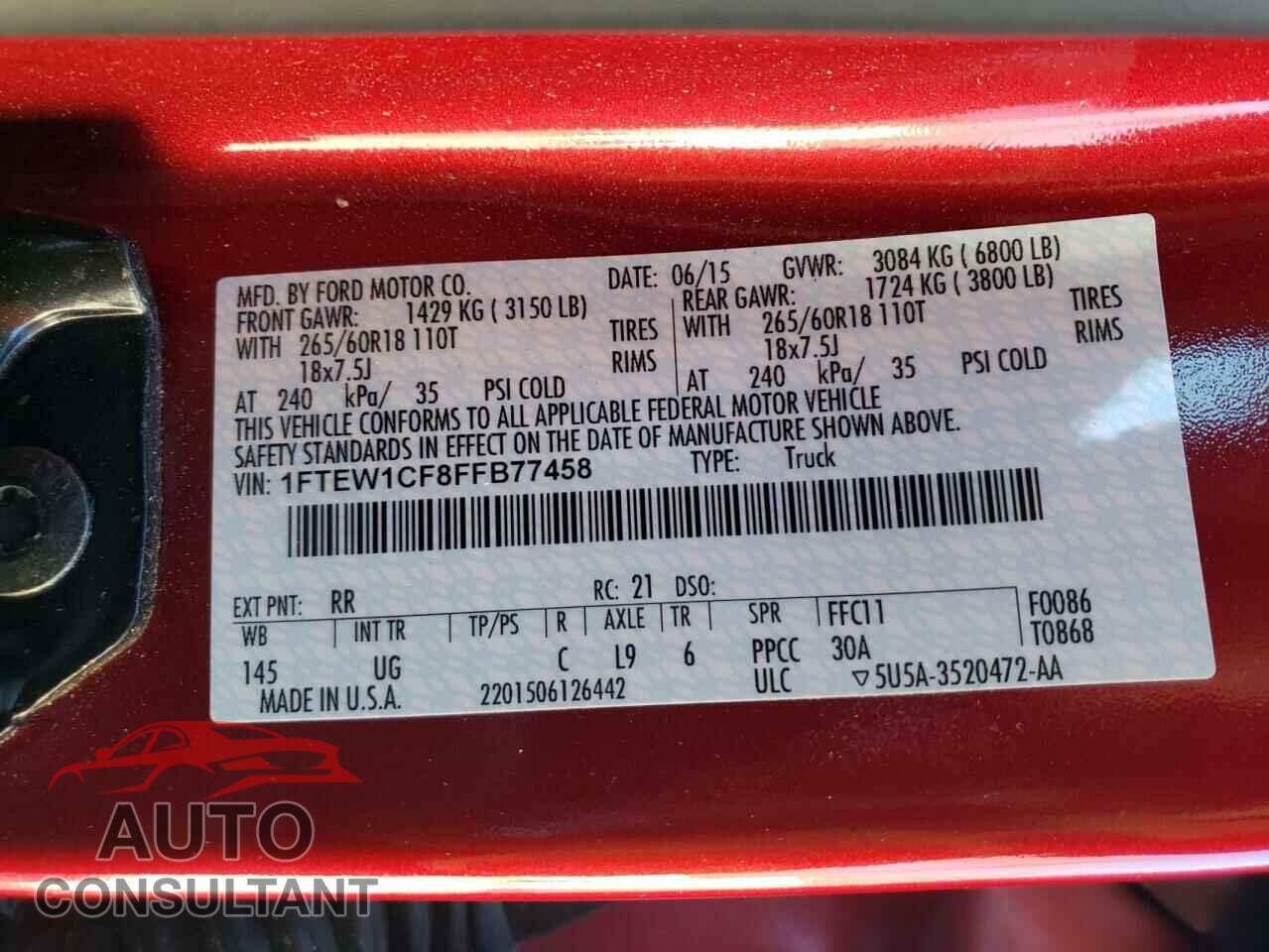 FORD F-150 2015 - 1FTEW1CF8FFB77458