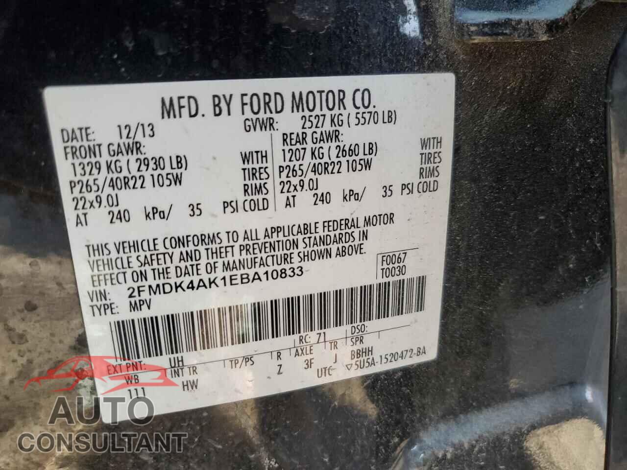 FORD EDGE 2014 - 2FMDK4AK1EBA10833