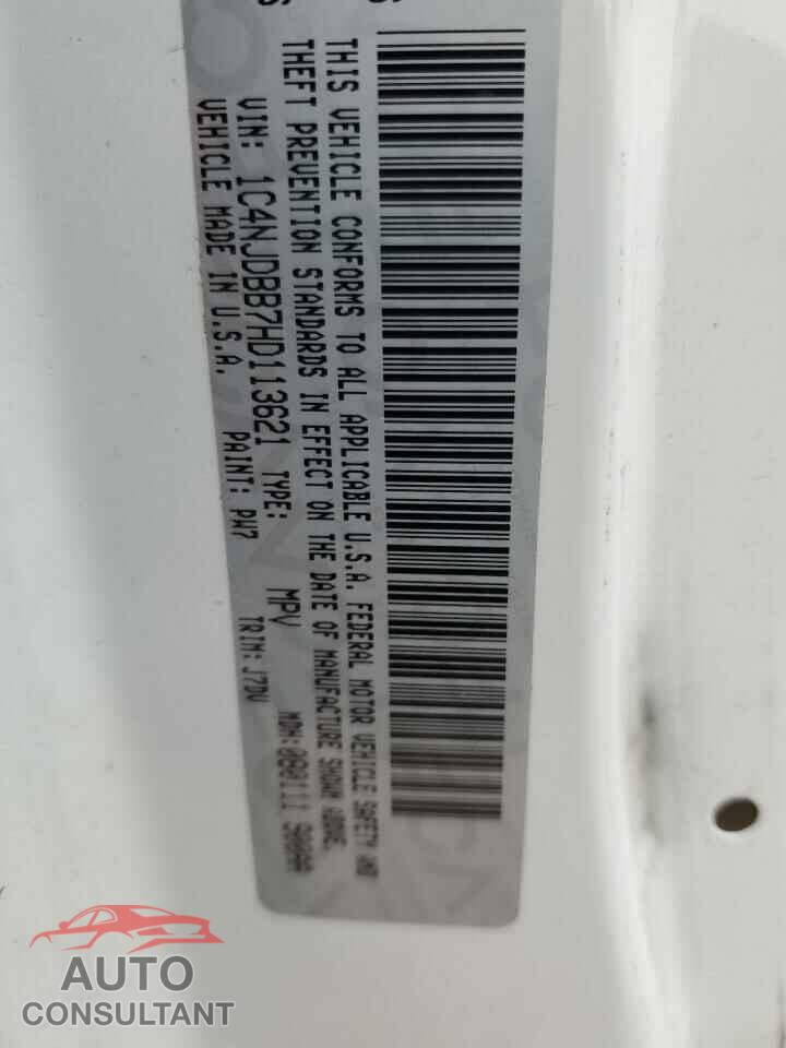 JEEP COMPASS 2017 - 1C4NJDBB7HD113621