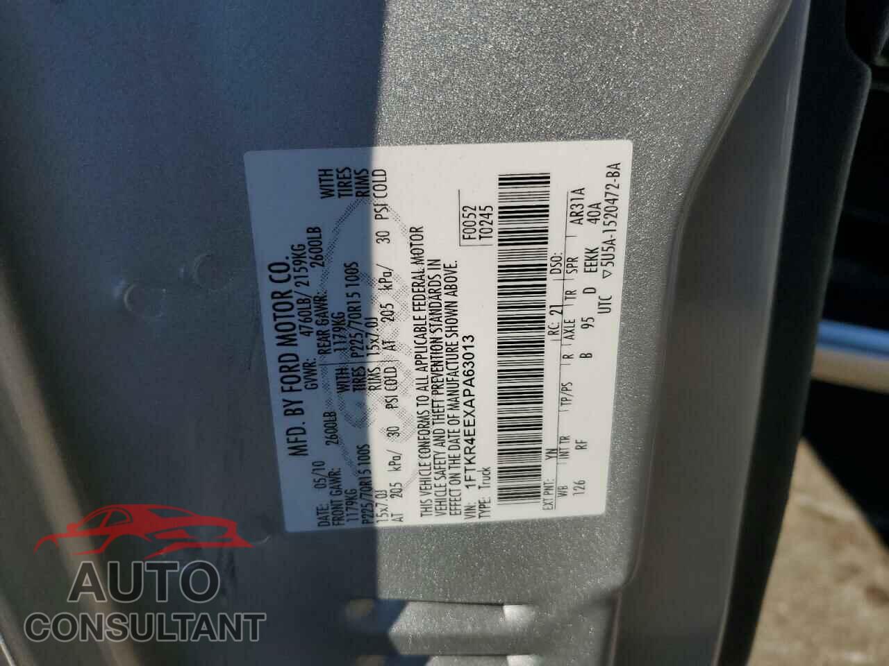 FORD RANGER 2010 - 1FTKR4EEXAPA63013
