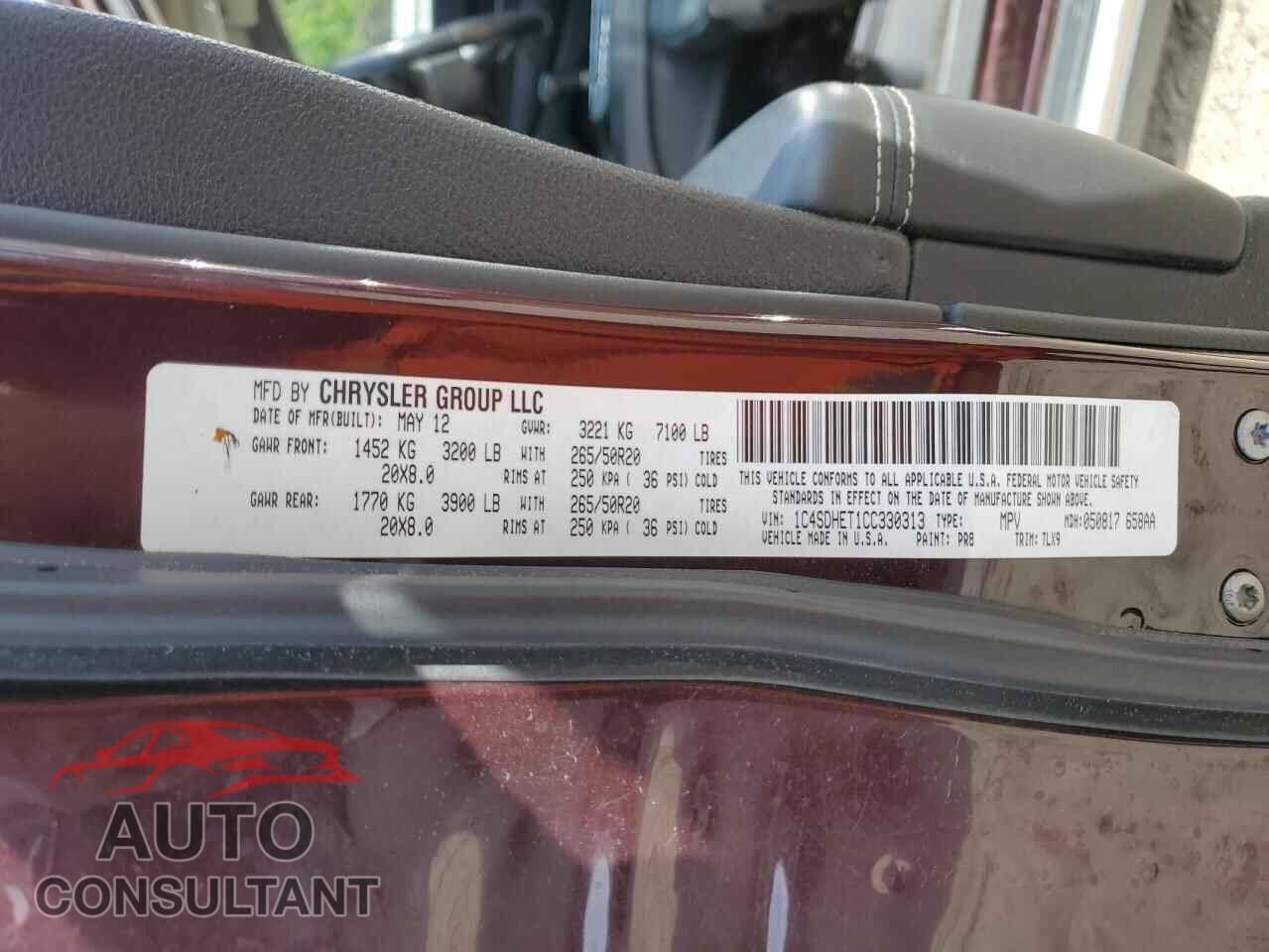 DODGE DURANGO 2012 - 1C4SDHET1CC330313