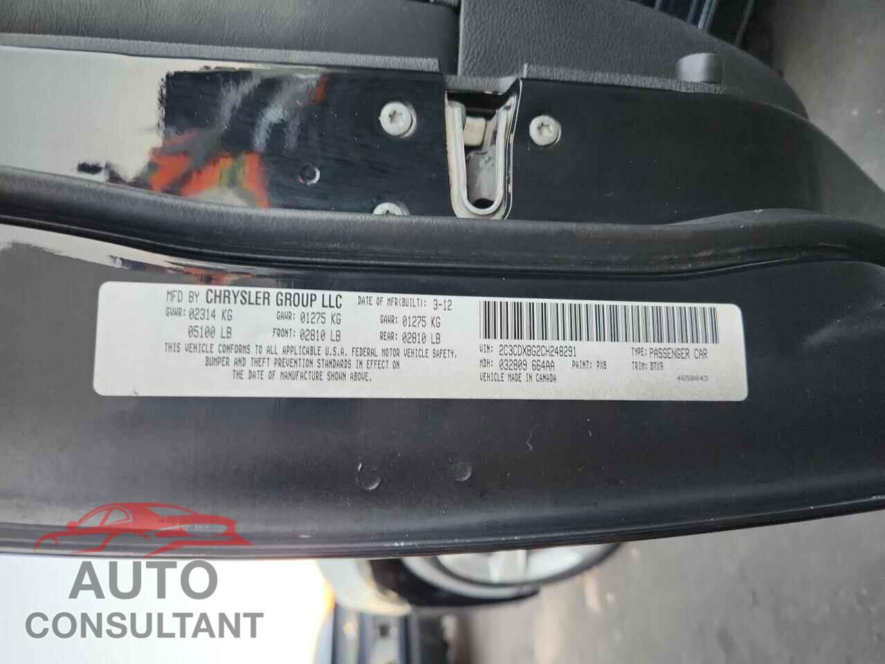 DODGE CHARGER 2012 - 2C3CDXBG2CH248291