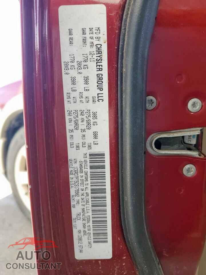 DODGE RAM 1500 2012 - 1C6RD7PT5CS179902
