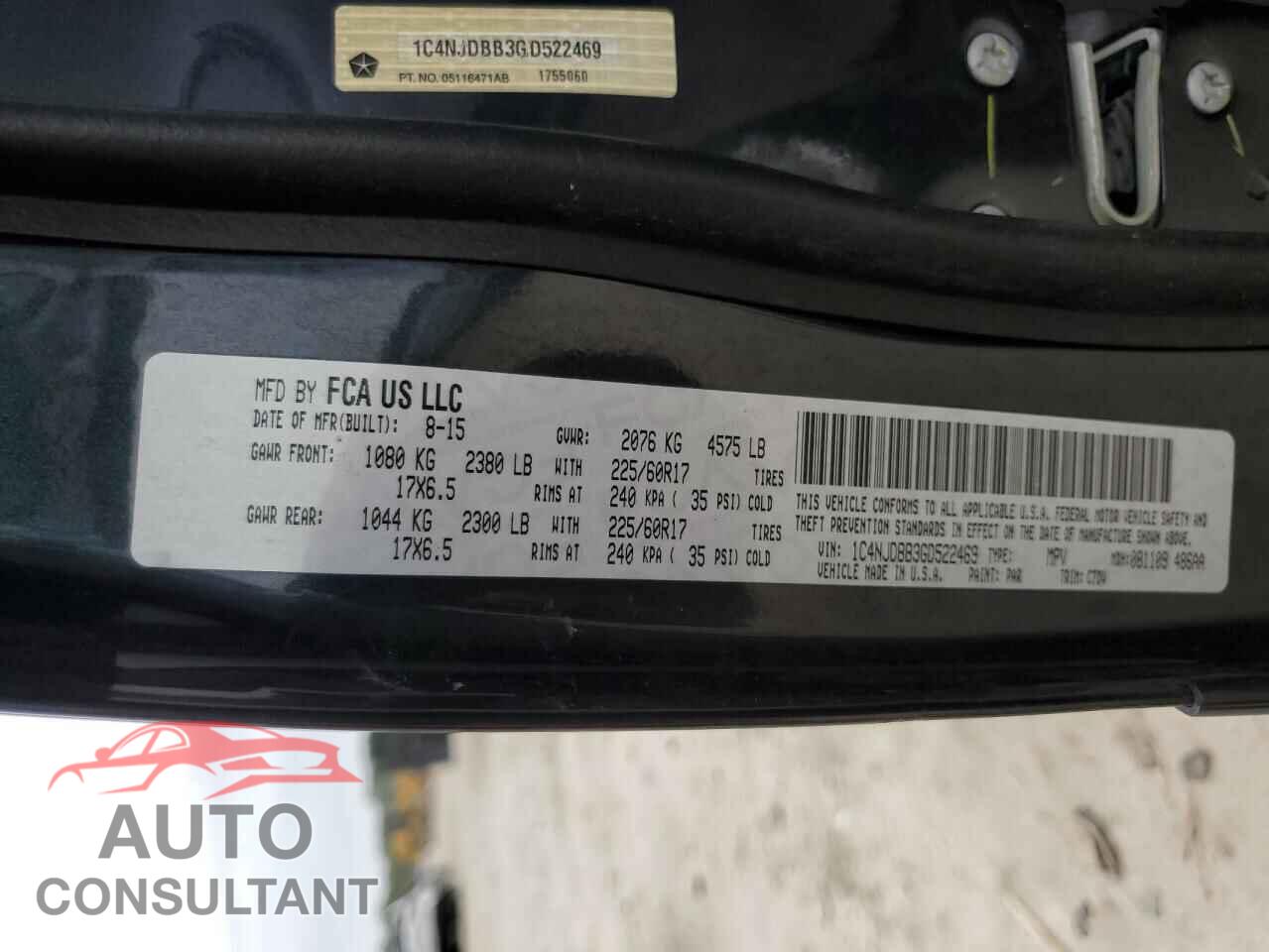 JEEP COMPASS 2016 - 1C4NJDBB3GD522469