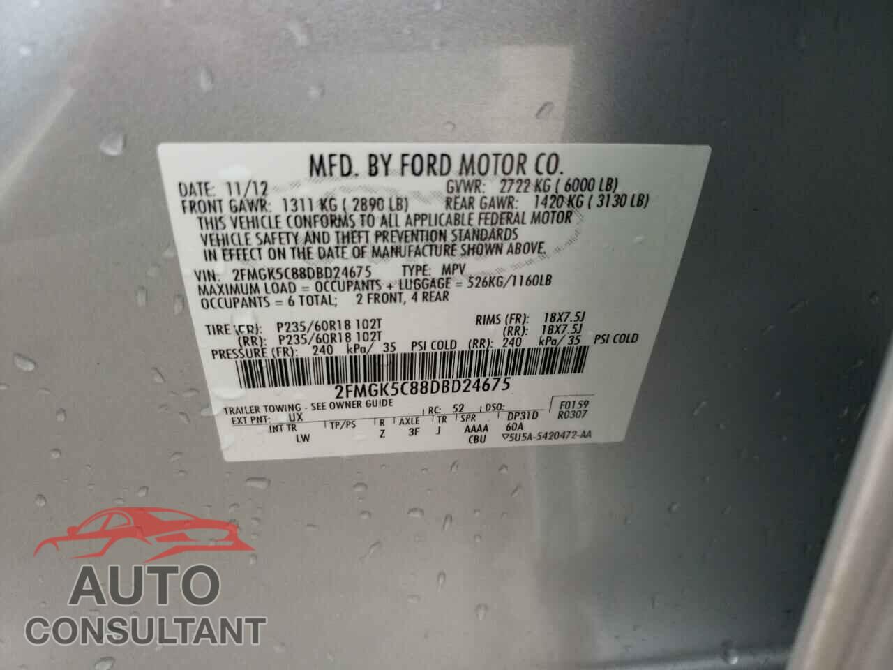 FORD FLEX 2013 - 2FMGK5C88DBD24675