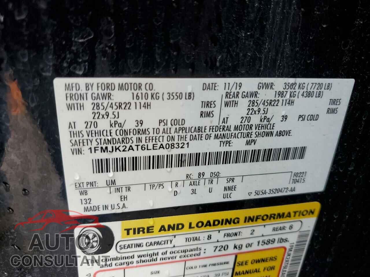 FORD EXPEDITION 2020 - 1FMJK2AT6LEA08321