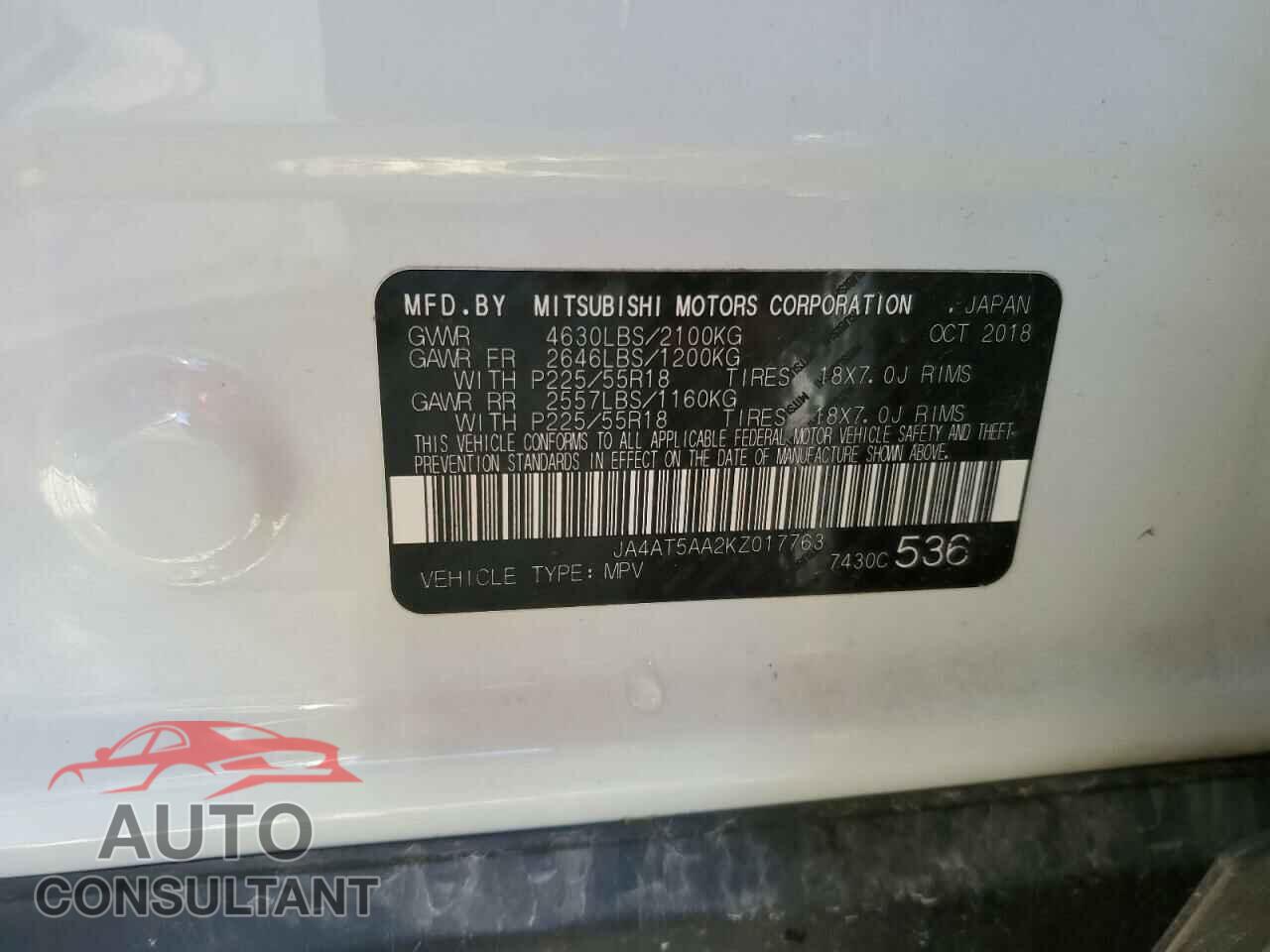 MITSUBISHI ECLIPSE 2019 - JA4AT5AA2KZ017763