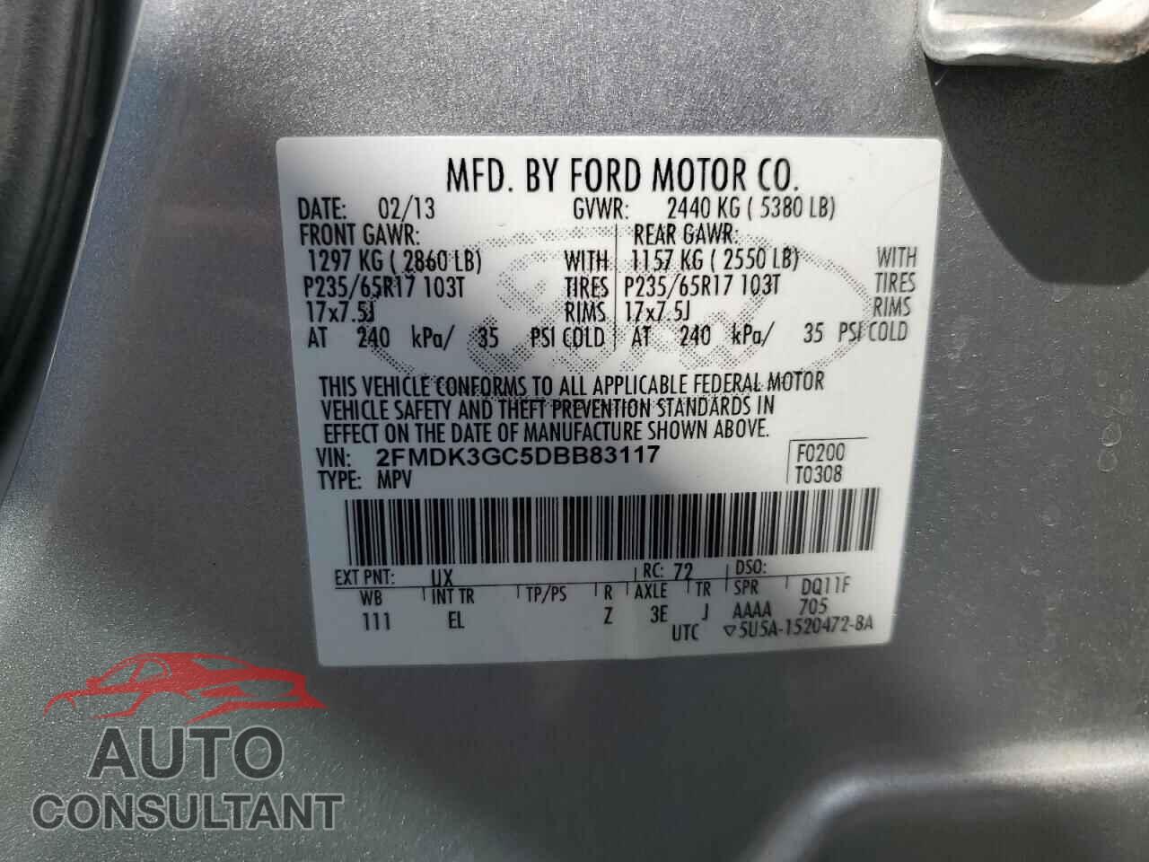 FORD EDGE 2013 - 2FMDK3GC5DBB83117