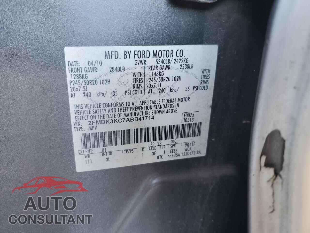 FORD EDGE 2010 - 2FMDK3KC7ABB41714