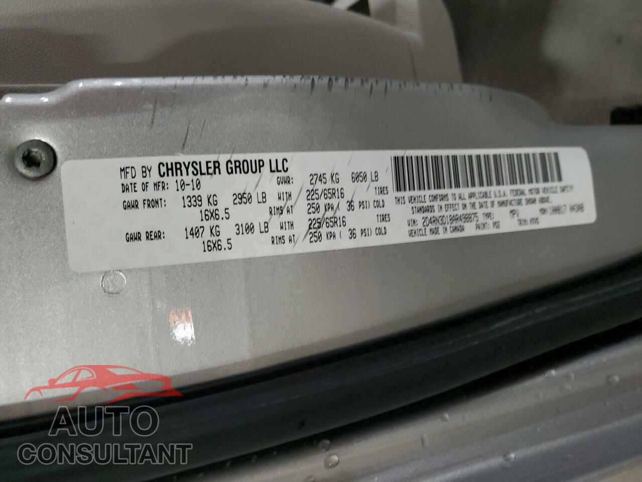 DODGE CARAVAN 2010 - 2D4RN3D18AR498875