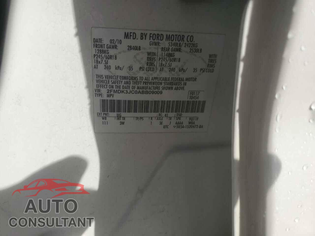 FORD EDGE 2010 - 2FMDK3JC0ABB09009