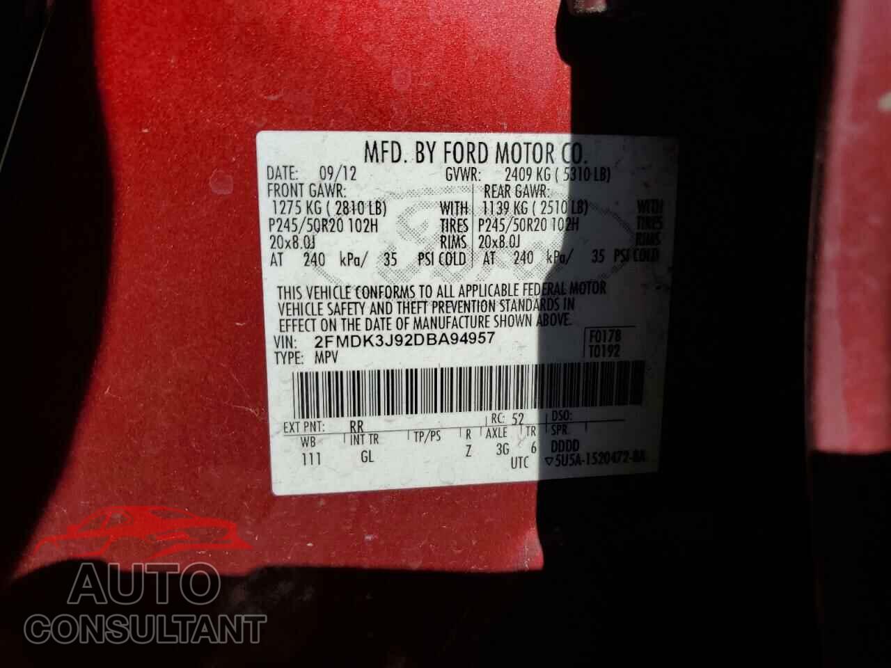 FORD EDGE 2013 - 2FMDK3J92DBA94957