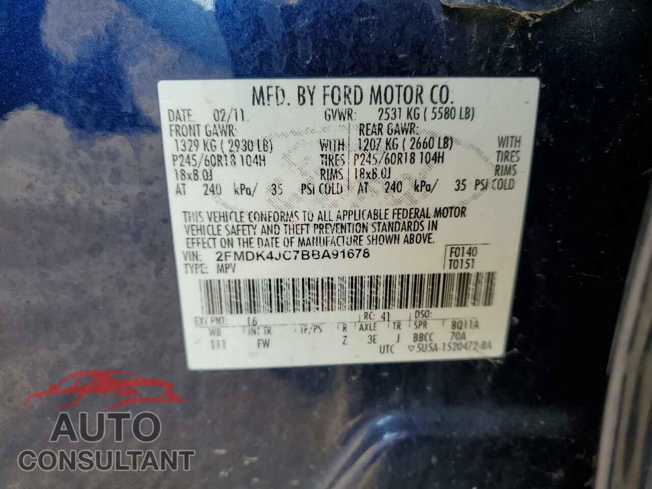 FORD EDGE 2011 - 2FMDK4JC7BBA91678