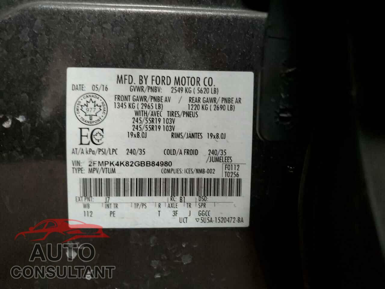 FORD EDGE 2016 - 2FMPK4K82GBB84980
