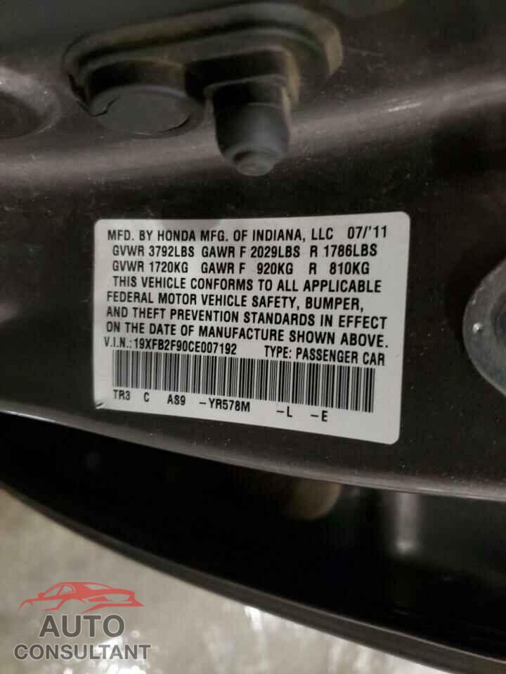 HONDA CIVIC 2012 - 19XFB2F90CE007192