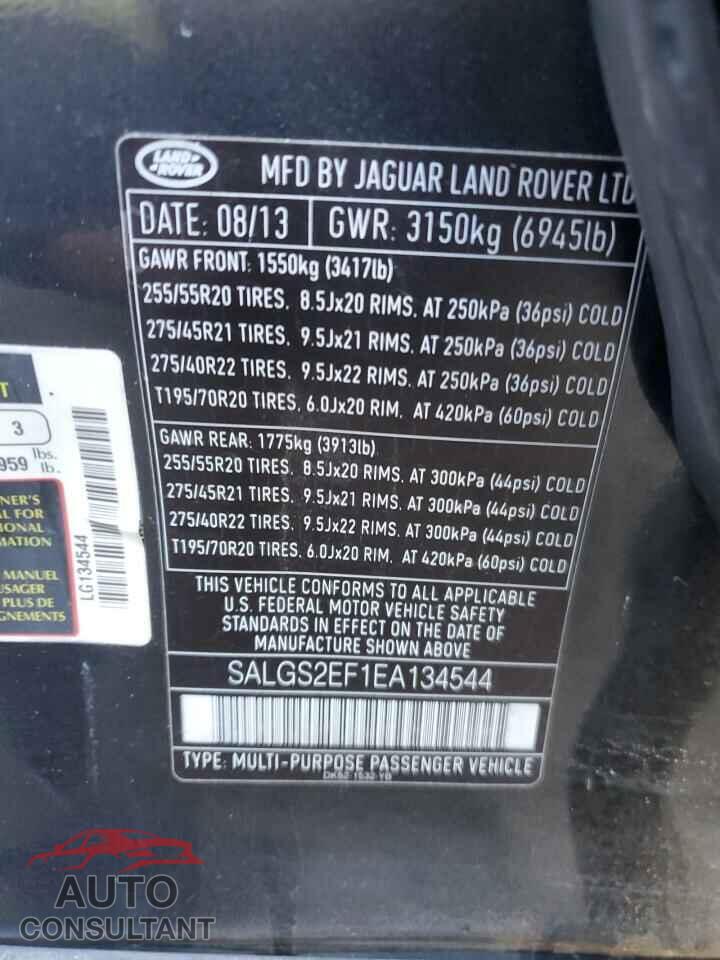 LAND ROVER RANGEROVER 2014 - SALGS2EF1EA134544