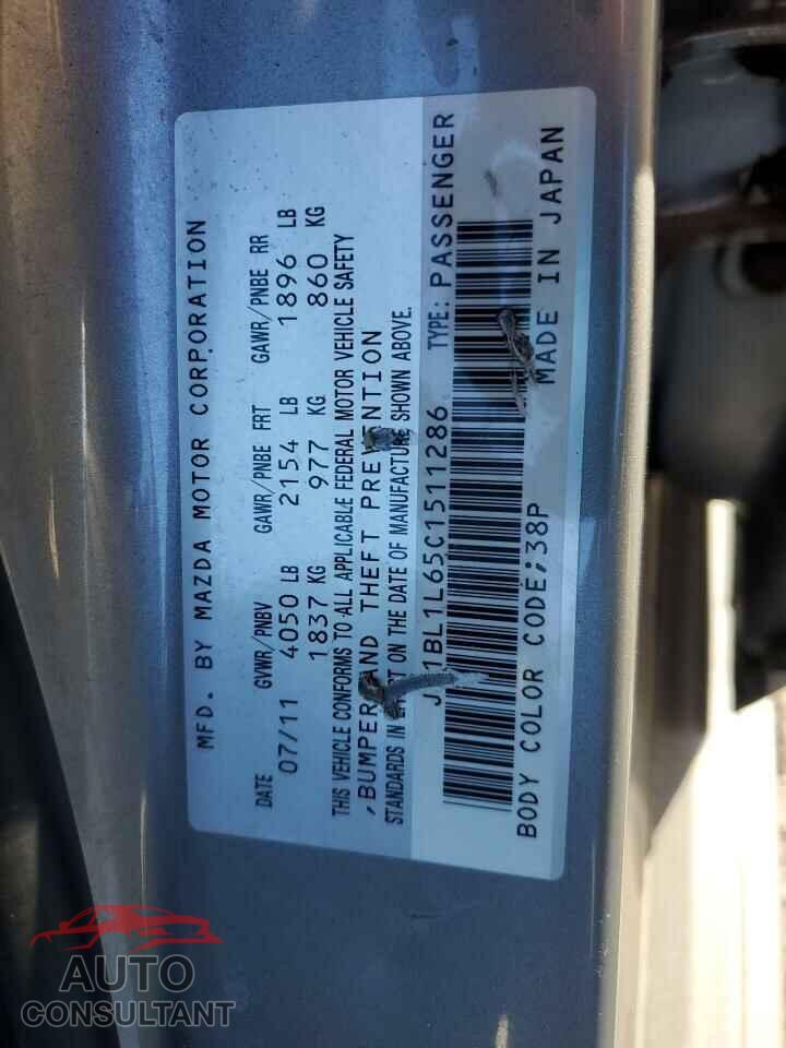 MAZDA MAZDA3 2012 - JM1BL1L65C1511286