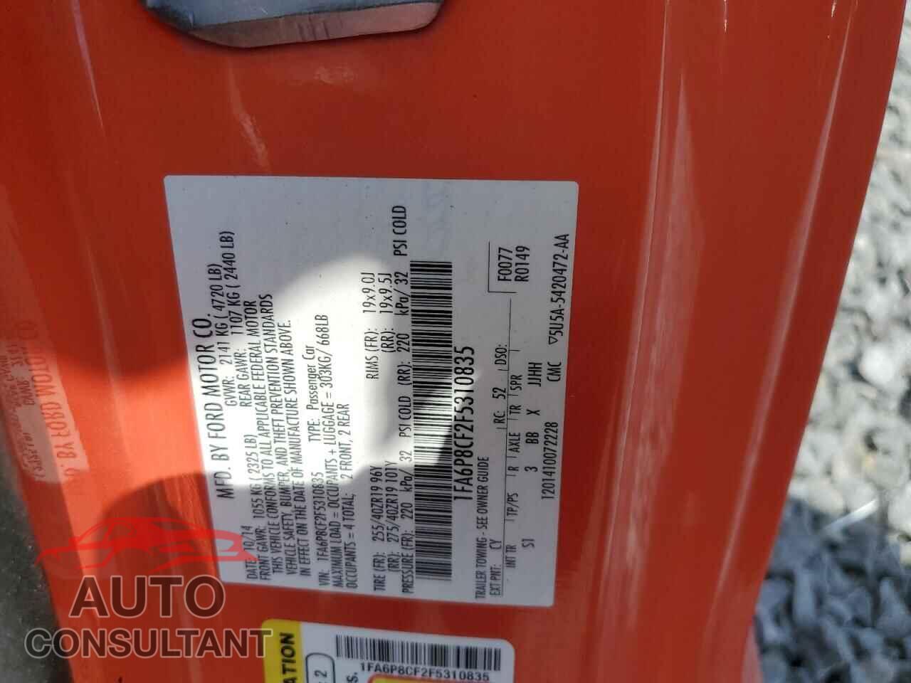 FORD MUSTANG 2015 - 1FA6P8CF2F5310835