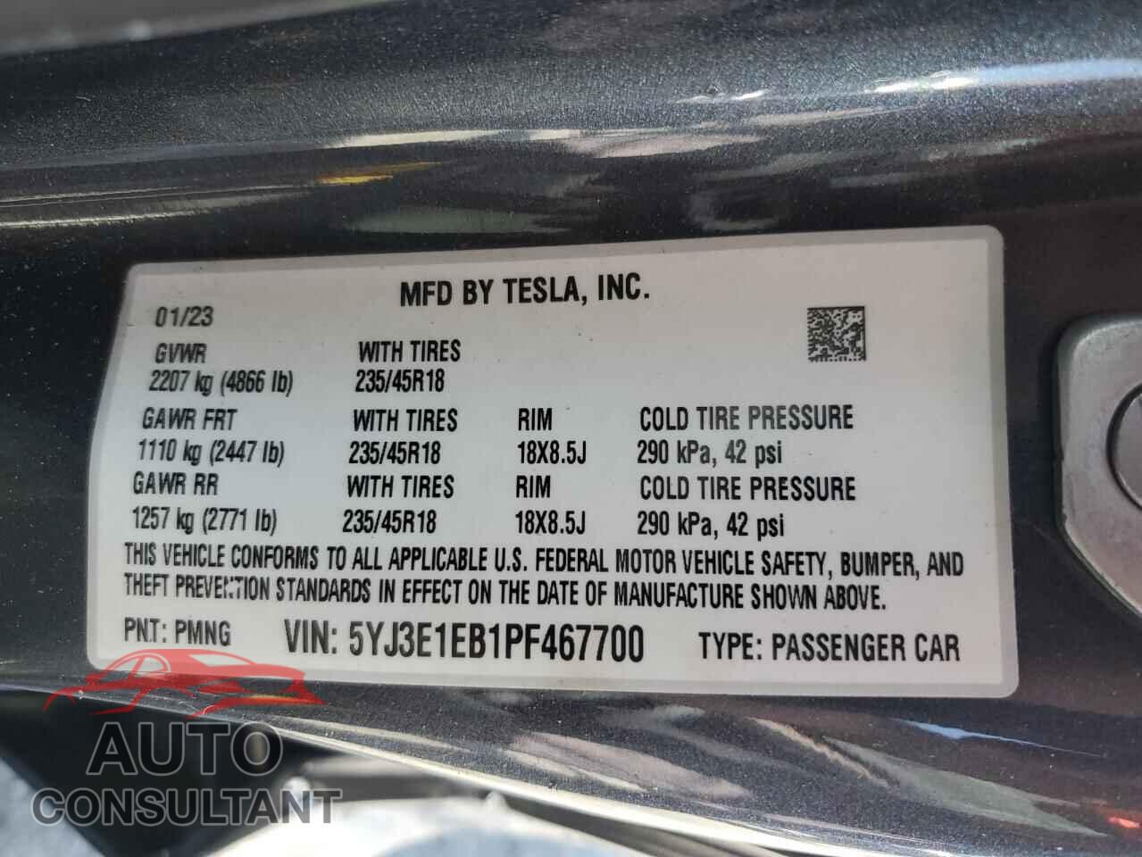 TESLA MODEL 3 2023 - 5YJ3E1EB1PF467700