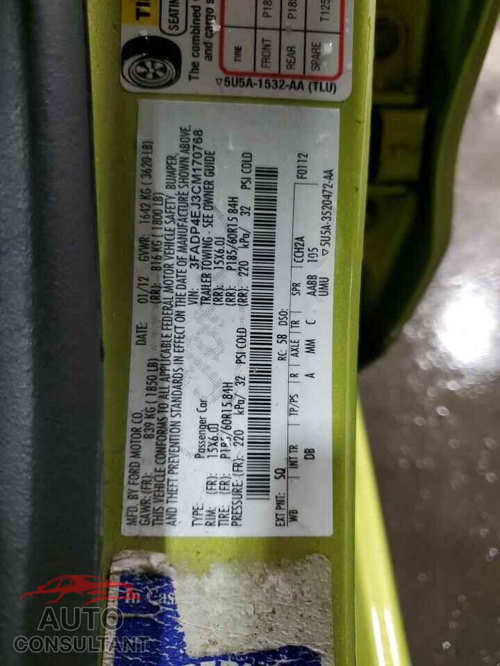 FORD FIESTA 2012 - 3FADP4EJ3CM170768