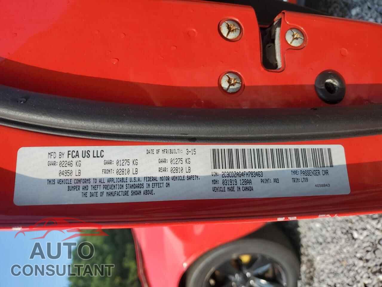 DODGE CHALLENGER 2015 - 2C3CDZAG4FH783463