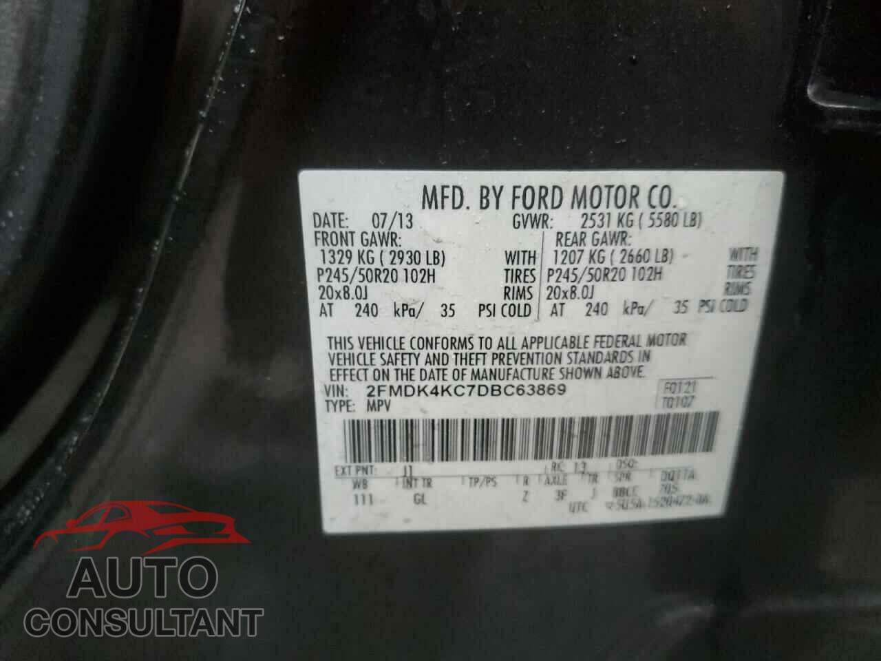 FORD EDGE 2013 - 2FMDK4KC7DBC63869