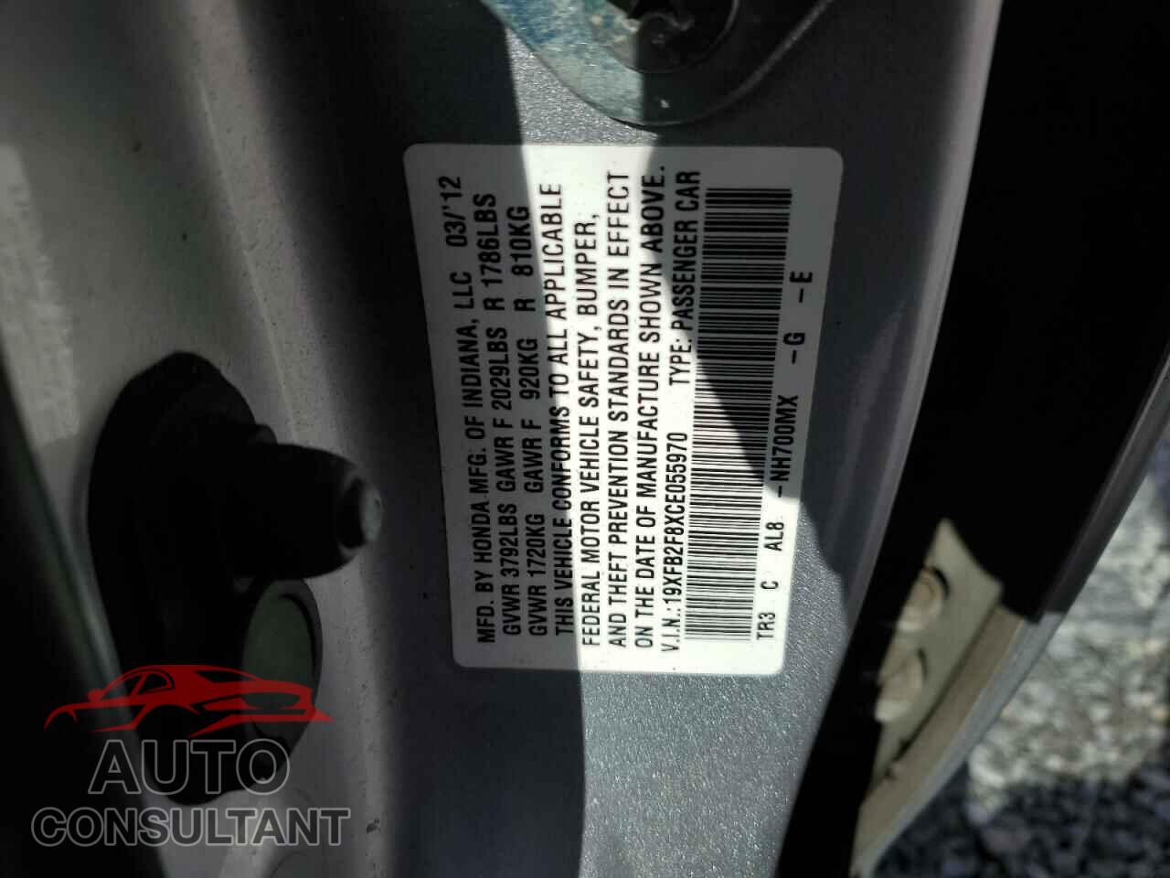 HONDA CIVIC 2012 - 19XFB2F8XCE055970