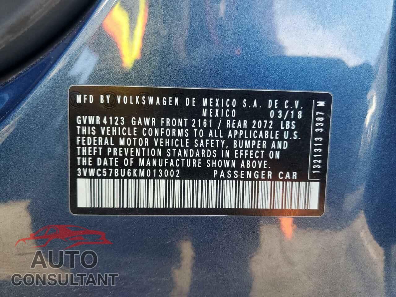 VOLKSWAGEN JETTA 2019 - 3VWC57BU6KM013002