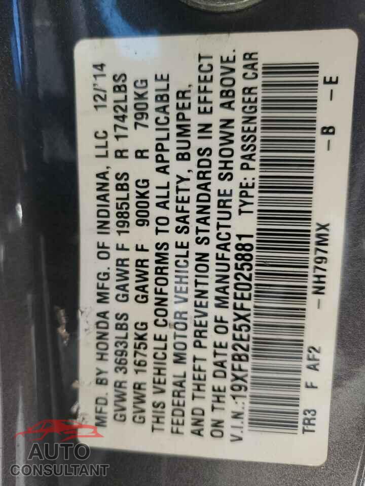 HONDA CIVIC 2015 - 19XFB2E5XFE025881