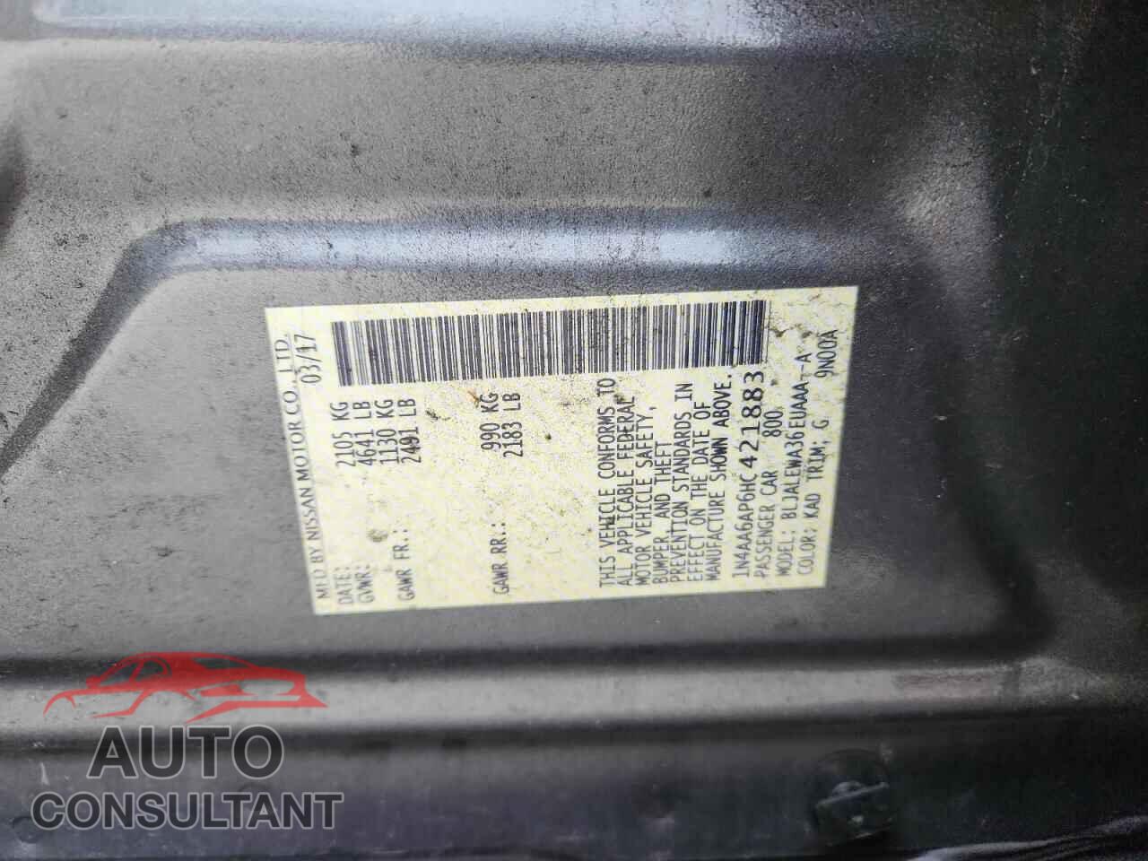 NISSAN MAXIMA 2017 - 1N4AA6AP6HC421883