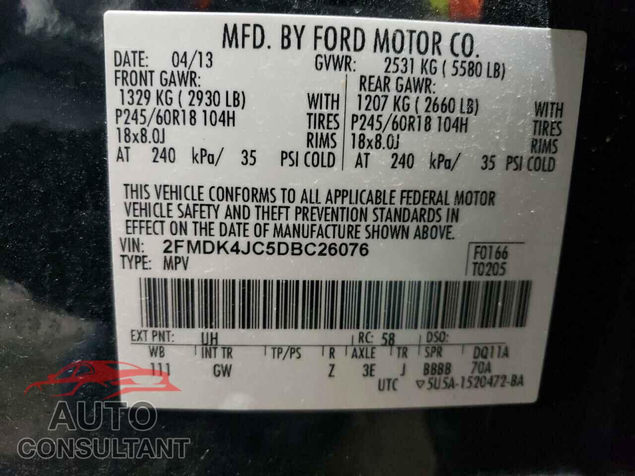 FORD EDGE 2013 - 2FMDK4JC5DBC26076