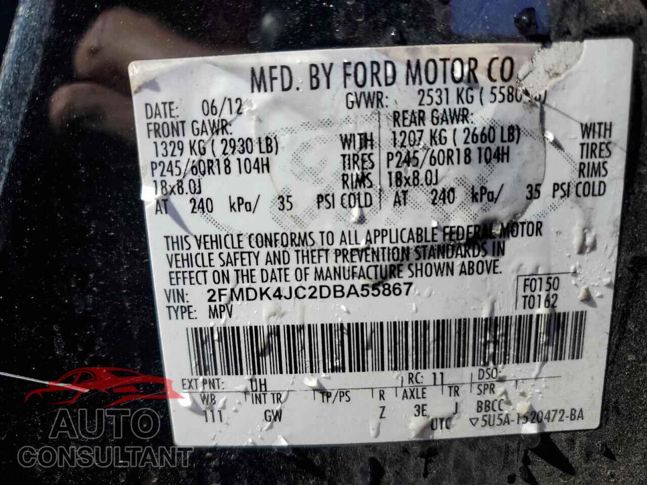 FORD EDGE 2013 - 2FMDK4JC2DBA55867
