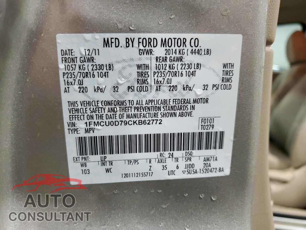 FORD ESCAPE 2012 - 1FMCU0D79CKB62772