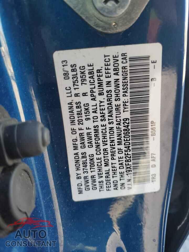 HONDA CIVIC 2013 - 19XFB2F54DE068429