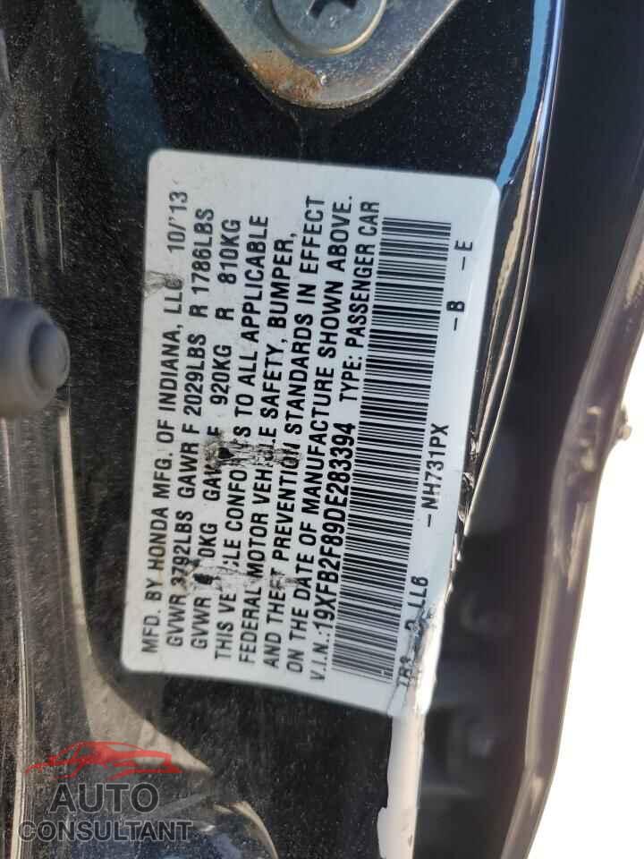 HONDA CIVIC 2013 - 19XFB2F89DE283394