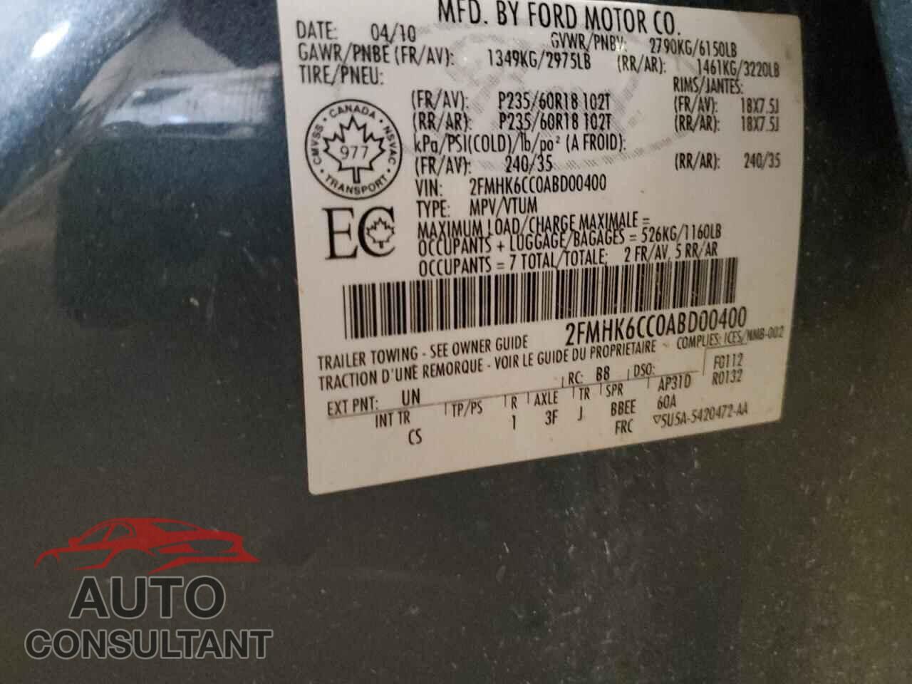 FORD FLEX 2010 - 2FMHK6CC0ABD00400