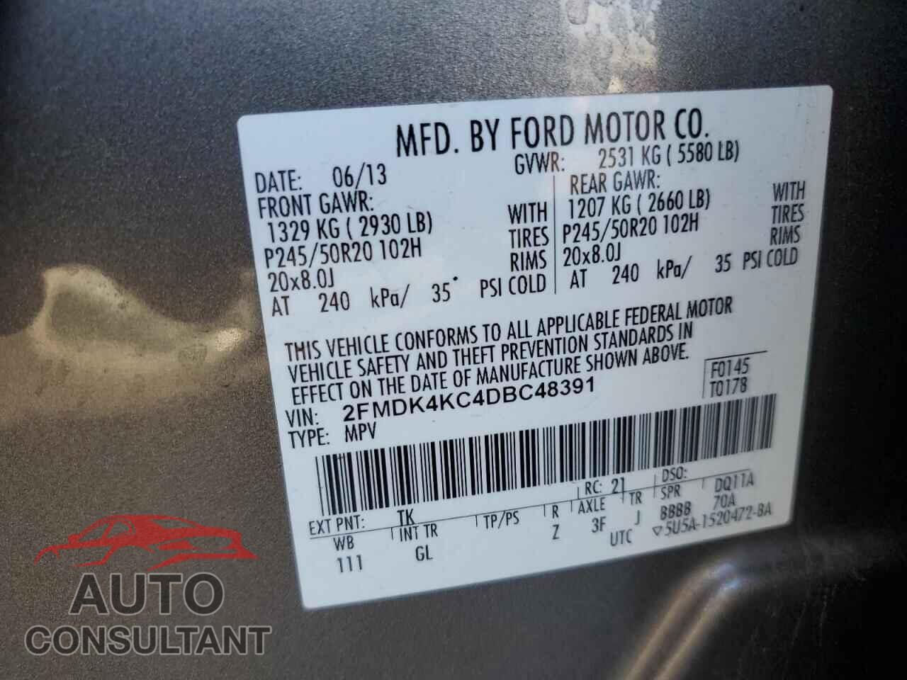 FORD EDGE 2013 - 2FMDK4KC4DBC48391