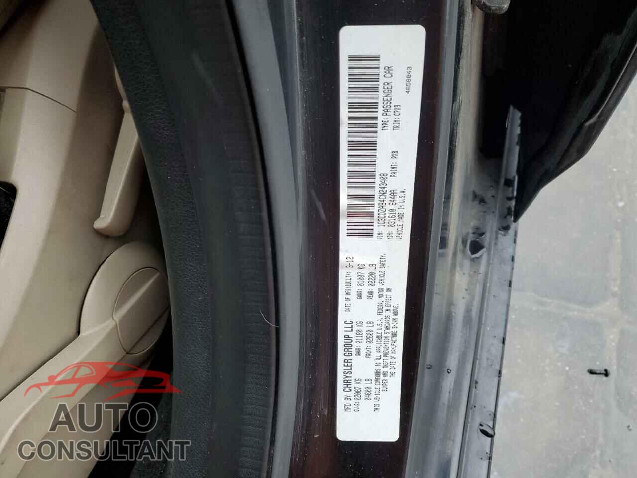 DODGE AVENGER 2012 - 1C3CDZAB4CN243408