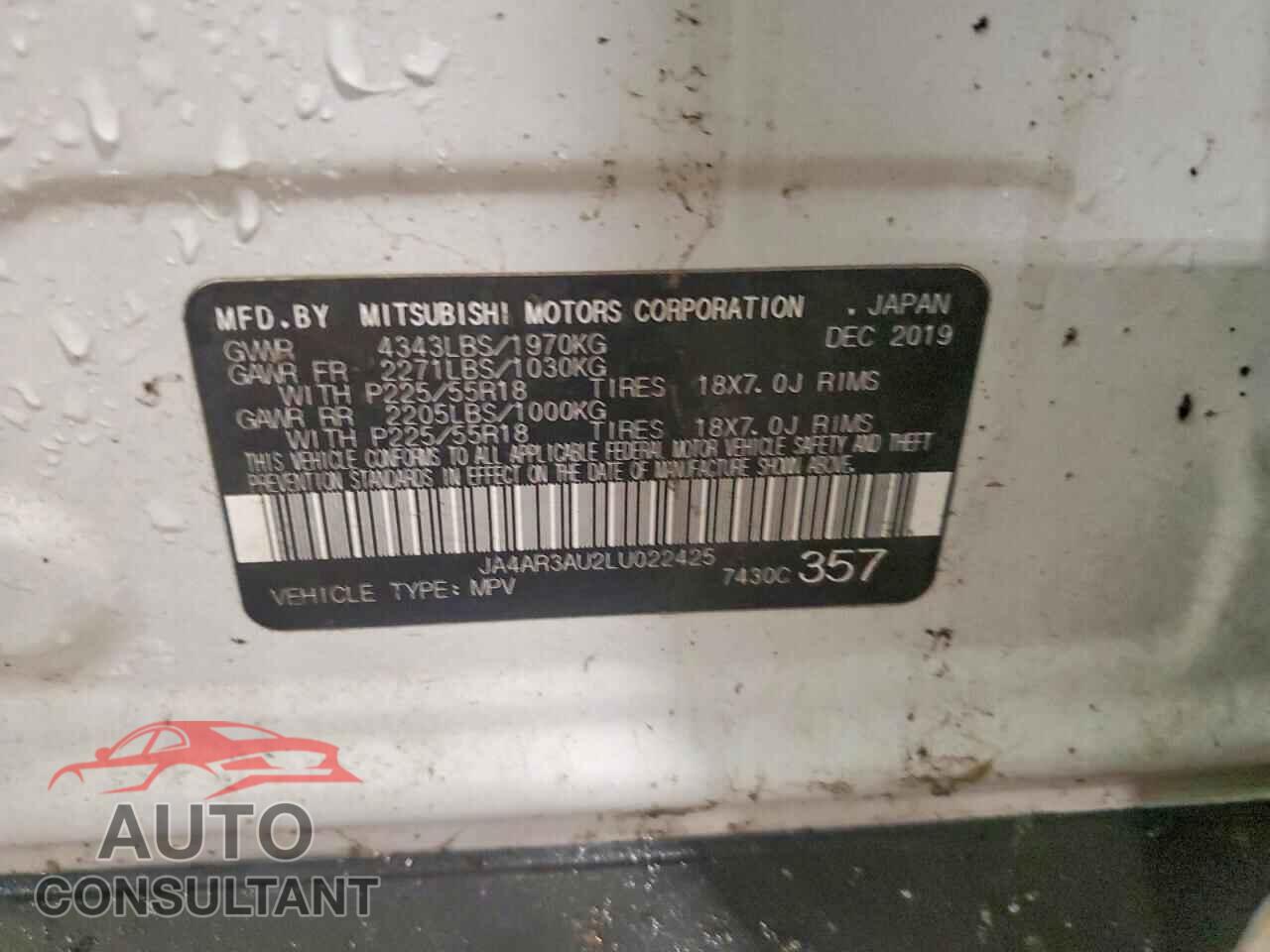 MITSUBISHI OUTLANDER 2020 - JA4AR3AU2LU022425