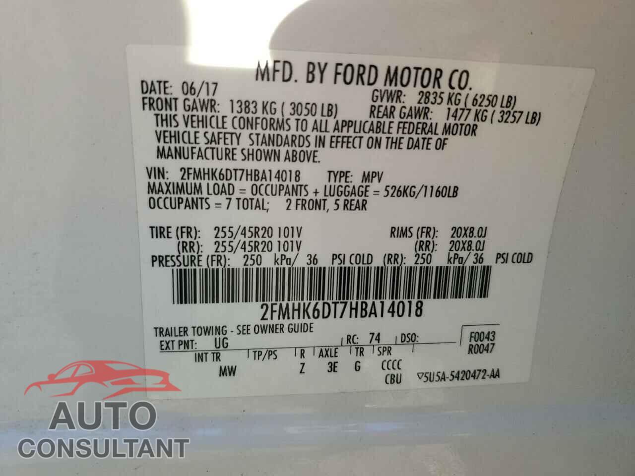 FORD FLEX 2017 - 2FMHK6DT7HBA14018