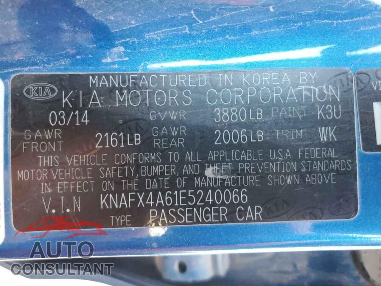 KIA FORTE 2014 - KNAFX4A61E5240066