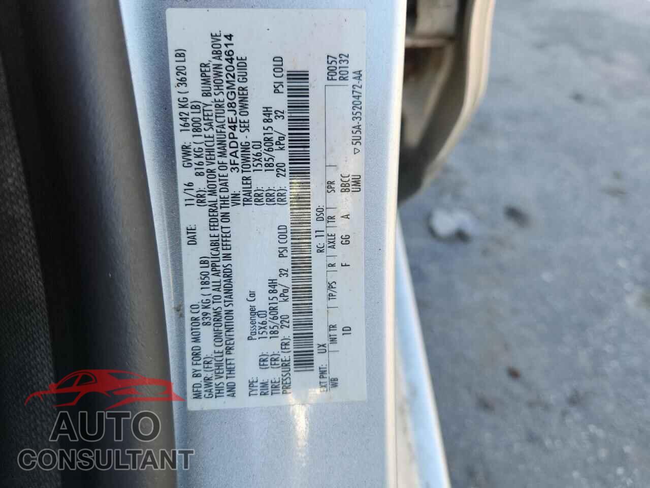 FORD FIESTA 2016 - 3FADP4EJ8GM204614