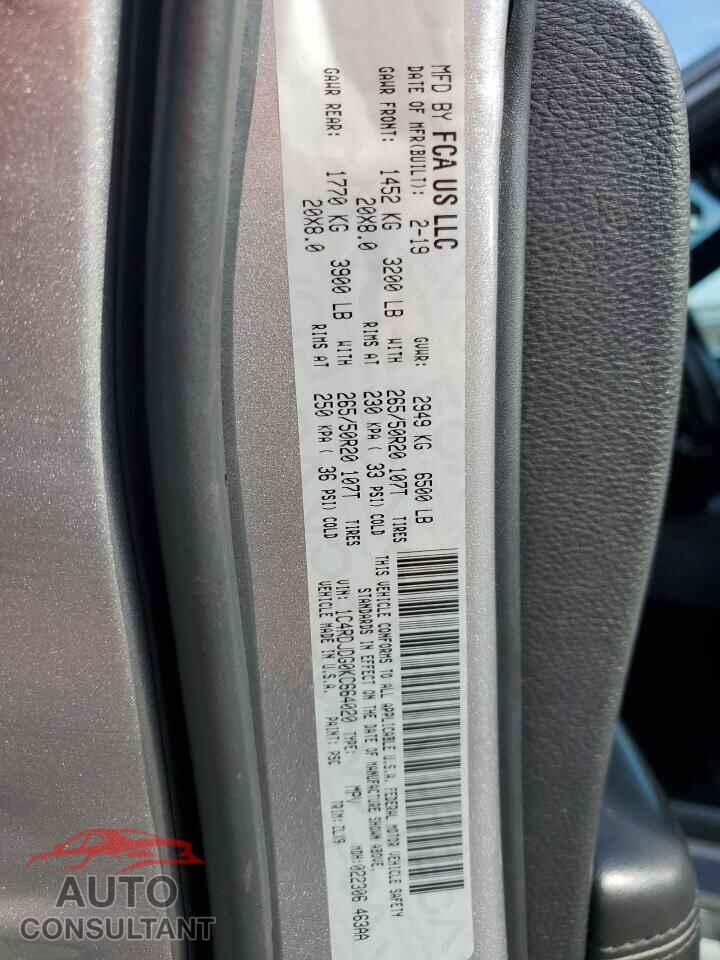 DODGE DURANGO 2019 - 1C4RDJDG0KC664020