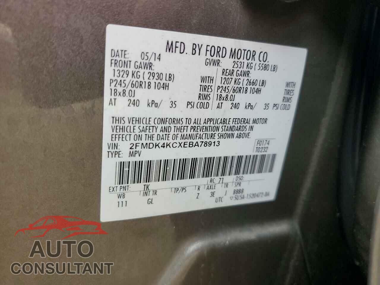 FORD EDGE 2014 - 2FMDK4KCXEBA78913