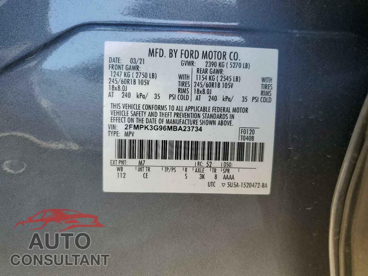 FORD EDGE 2021 - 2FMPK3G96MBA23734