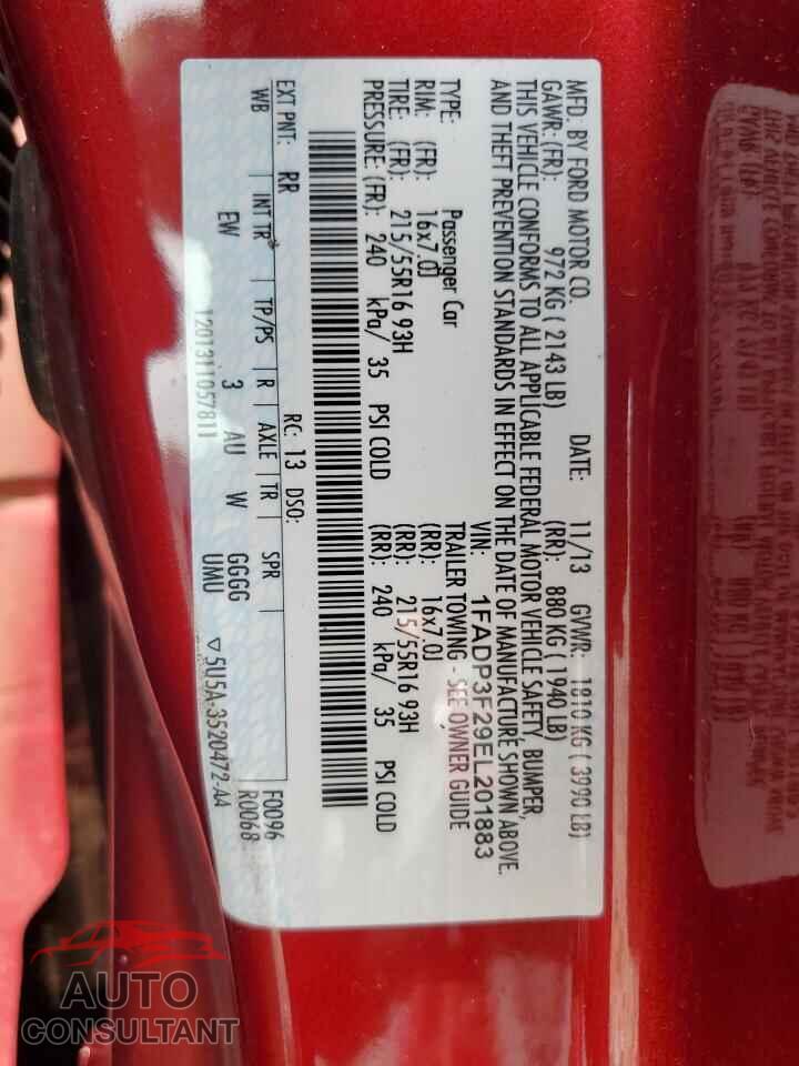 FORD FOCUS 2014 - 1FADP3F29EL201883