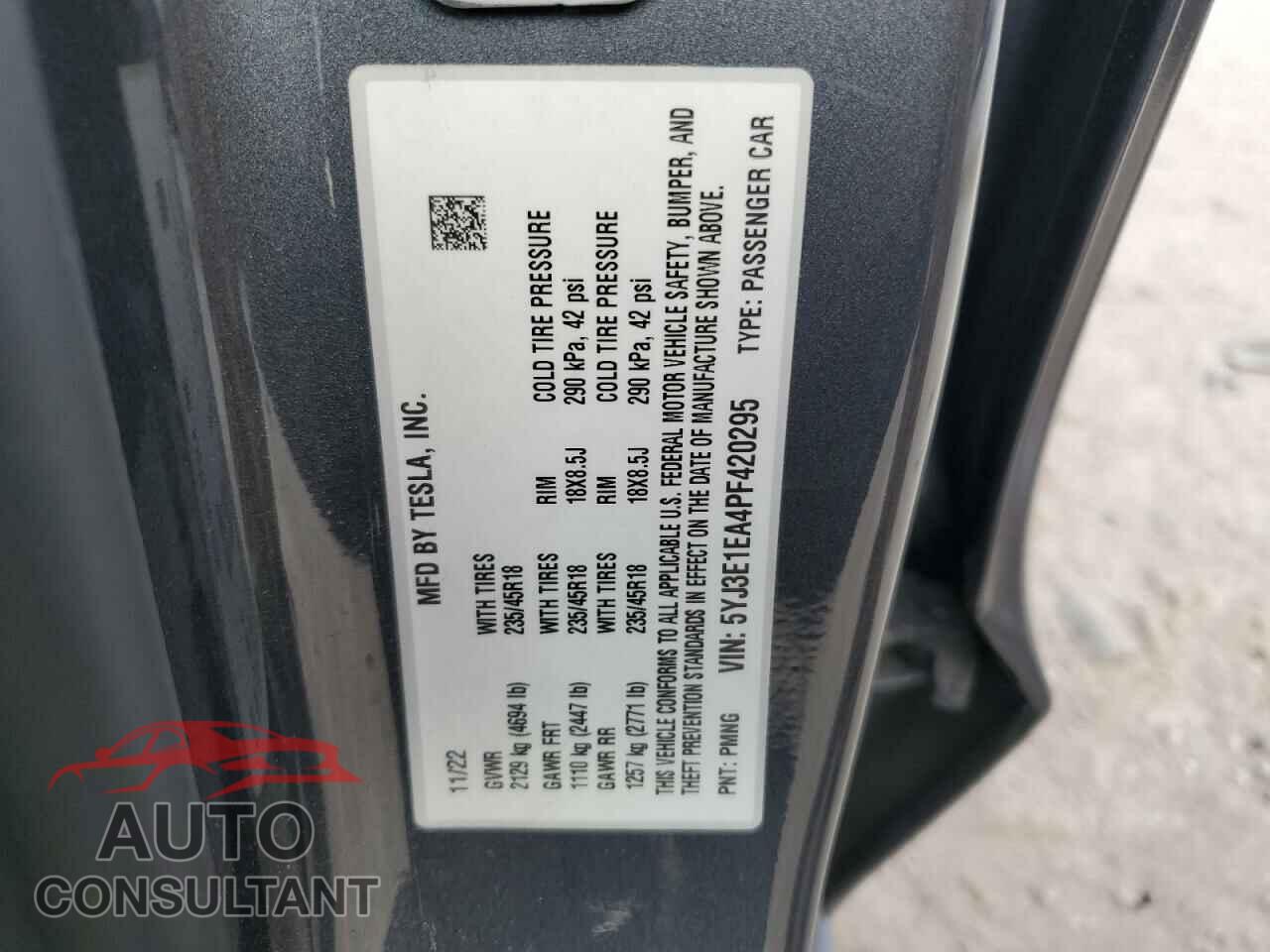 TESLA MODEL 3 2023 - 5YJ3E1EA4PF420295