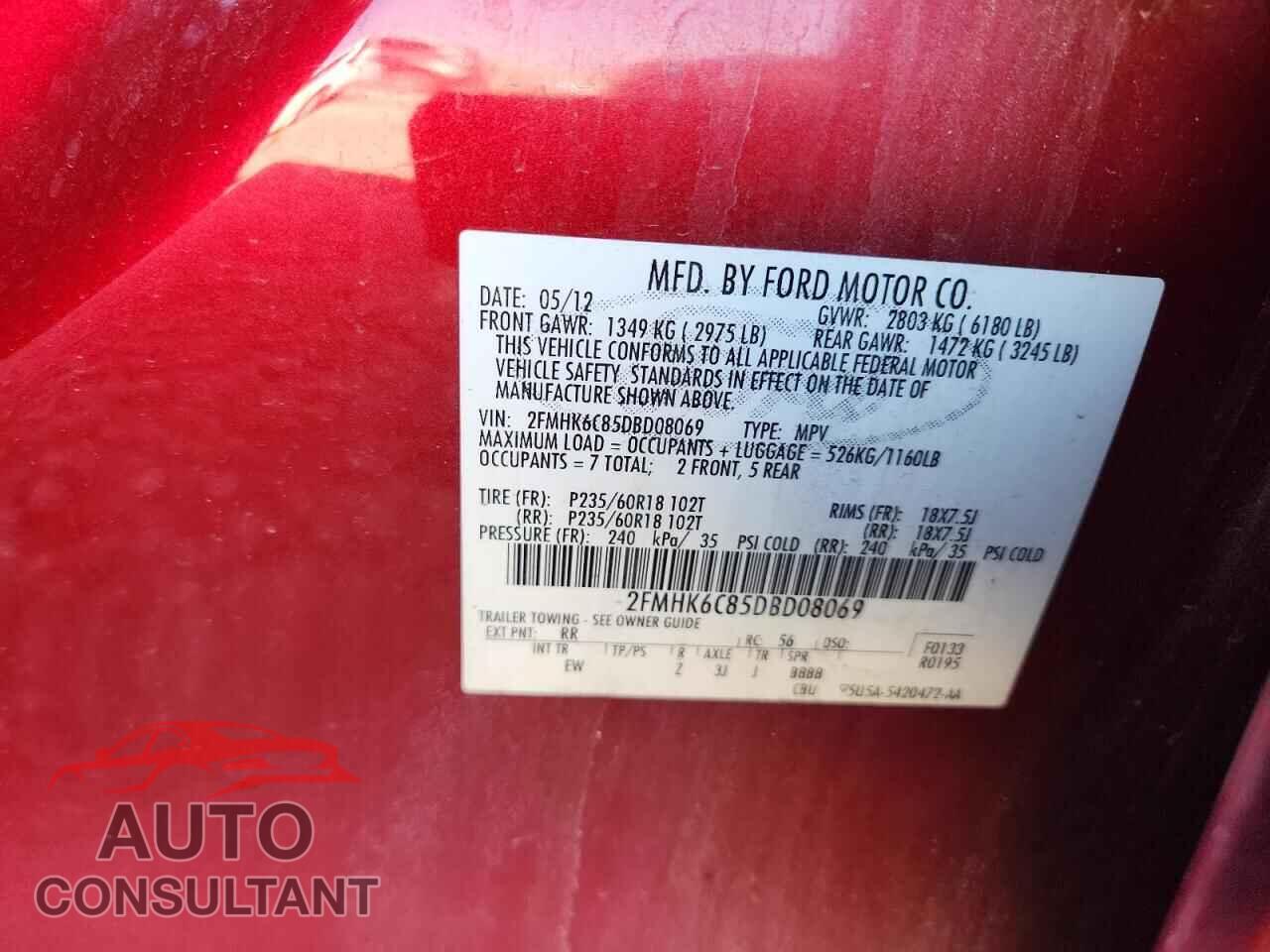 FORD FLEX 2013 - 2FMHK6C85DBD08069