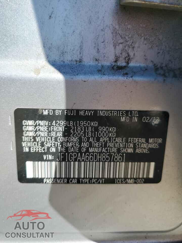 SUBARU IMPREZA 2013 - JF1GPAA66DH857861