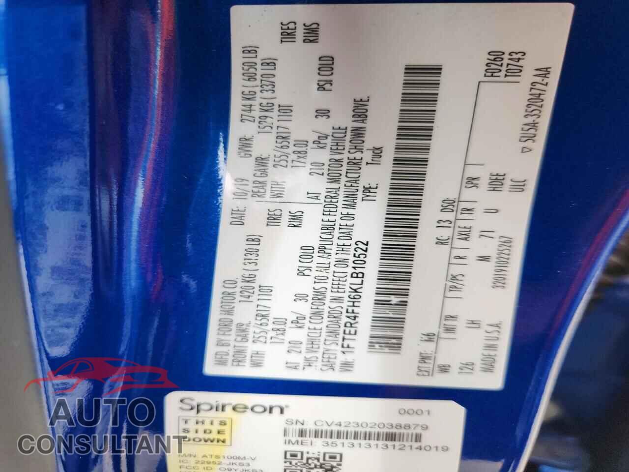 FORD RANGER 2019 - 1FTER4FH6KLB10522